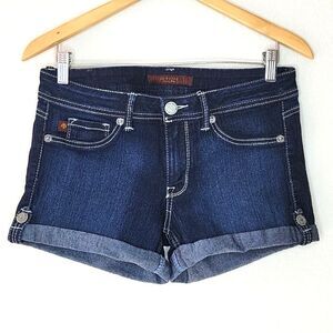 DOMAINE Dark Blue Denim Cuffed Rolled Jean Shorts size 11 (Juniors) Distressed